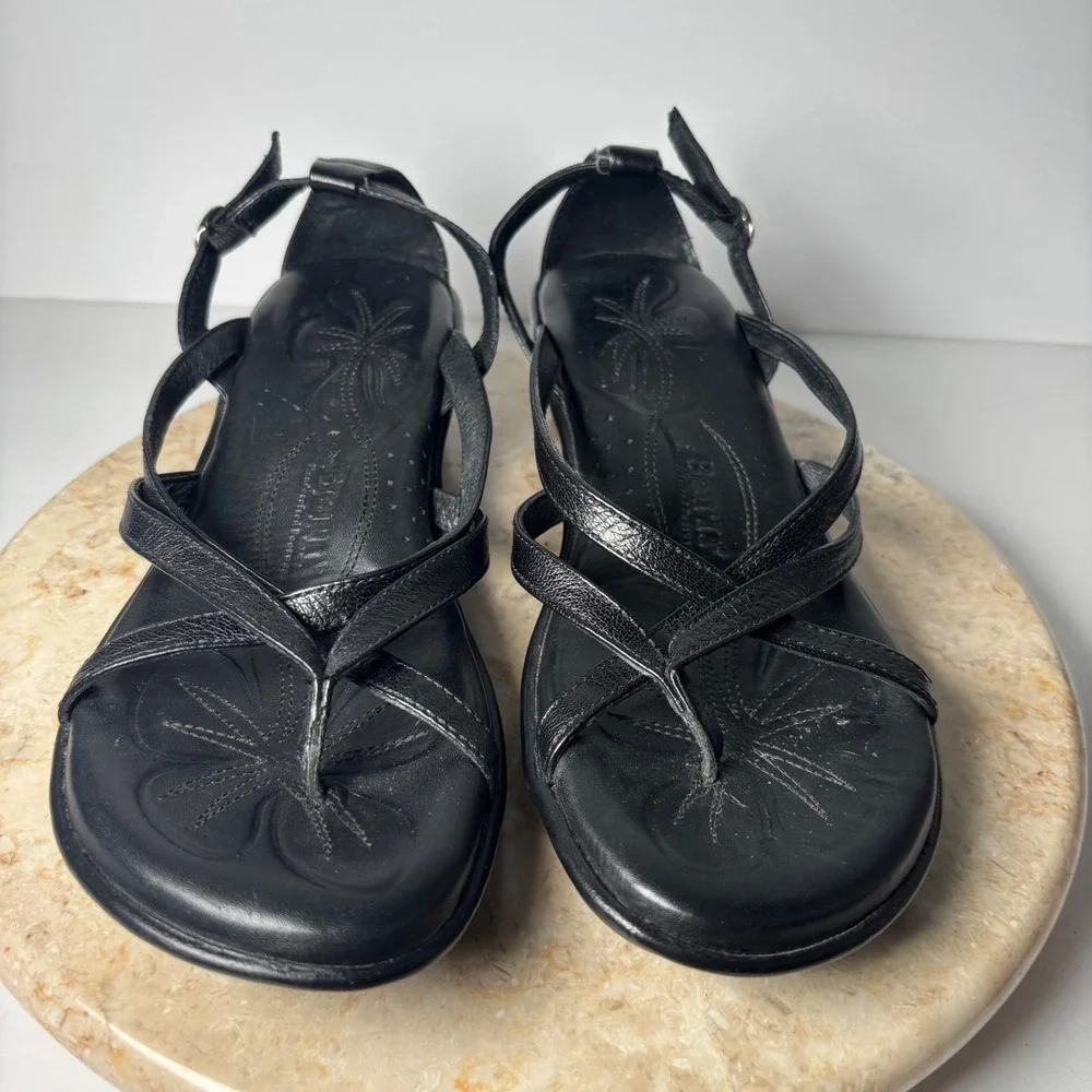 Black Strappy Wedge Sandals - Women